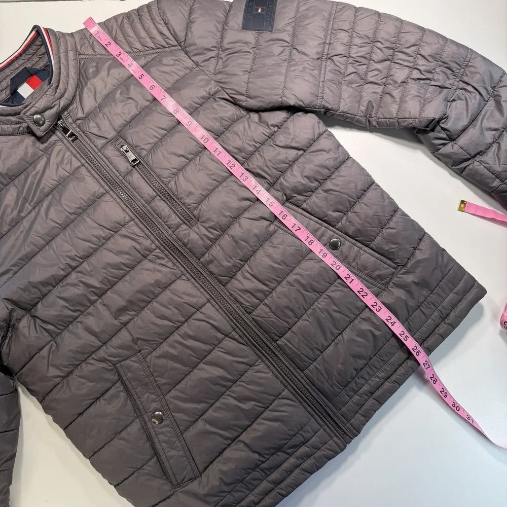 Tommy‎ Hilfiger Gray Full Zip Quilted Puffer Jacket M Classic Preppy